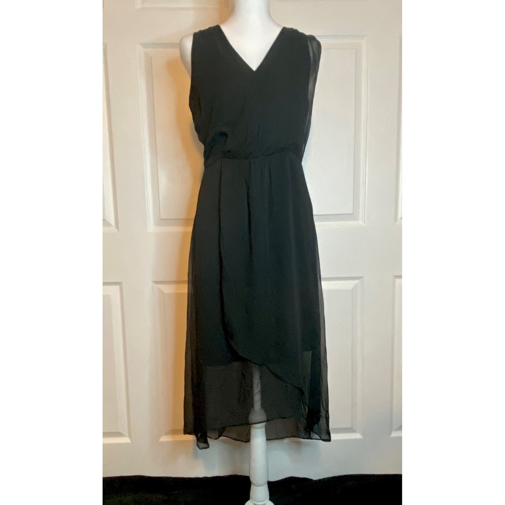 The Limited Black Chiffon High Low Cocktail Dress Keyhole Back Sleeveless Size 4